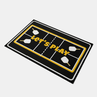 Pickleball Court Yellow Black & White Personalized Fußmatte