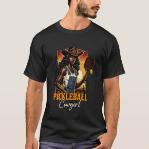 Pickleball-Cowgirl Western Schwarze Cowgirl Pickle T-Shirt