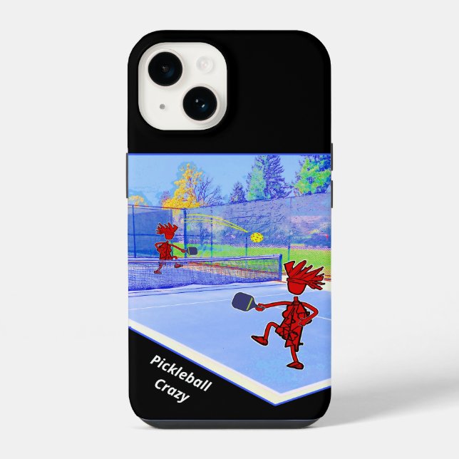 Pickleball Crazy Colorful Design iPhone Hülle (Rückseite)