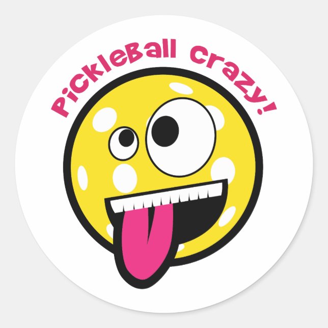 Pickleball Crazy Runder Aufkleber (Vorderseite)