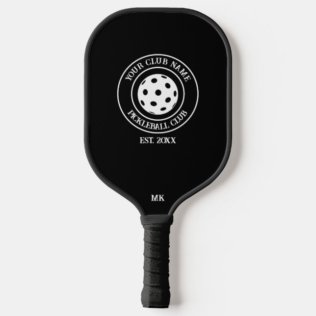 Pickleball Custom Club Name Year Initials Black Pickleball Schläger (Rückseite)