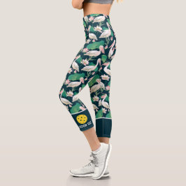 Pickleball Design tropischer Pelican Bird Custom Capri Leggings