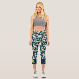 Pickleball Design tropischer Pelican Bird Custom Capri Leggings