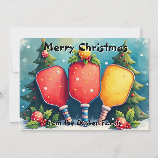 Pickleball🎅 Dink die Hallen Feiertagskarte (Vorderseite)