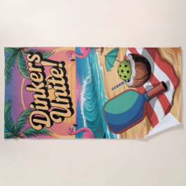 Pickleball Dinkers vereint Flamingo Paddle Strandtuch