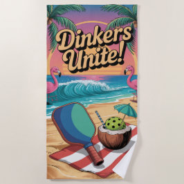 Pickleball Dinkers vereint Flamingo Paddle Strandtuch
