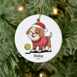 Pickleball Dog, Ugly Christmas Sweater, Ihr Foto Keramik Ornament
