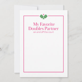Pickleball Doppelpartnerkarte | Pink Grün Mitteilungskarte