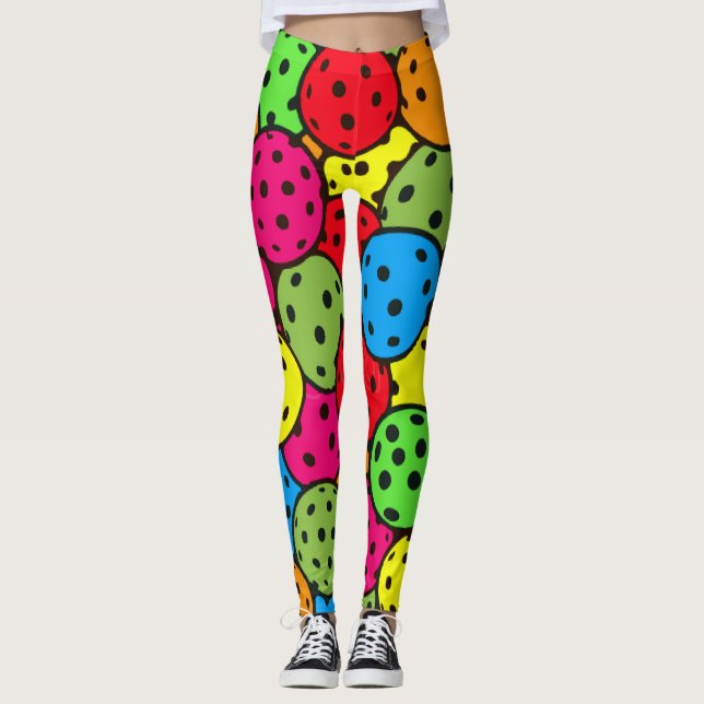 Pickleball Dotall Ball Party Color Pop Leggings (Vorderseite)