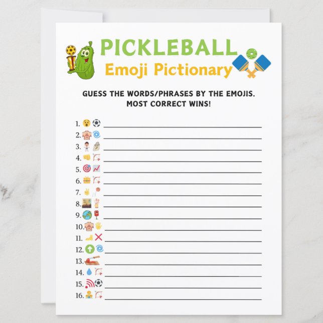 Pickleball Emoji Pictionary (Vorderseite)