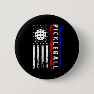 Pickleball-Enthusiasten 4. Juli amerikanische Flag Button