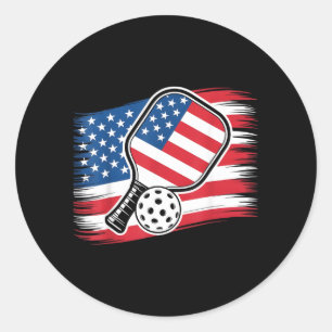 Pickleball-Enthusiasten 4. Juli Amerikanische Flag Runder Aufkleber