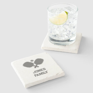 Pickleball Familienname Pickleball Paddle-Logo Steinuntersetzer