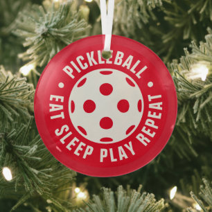 Pickleball Fan Glas Weihnachtsbaumgeschenk Ornament Aus Glas