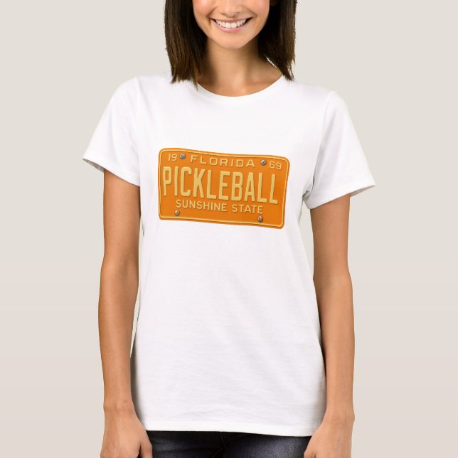Pickleball Fanatic - Retro Florida License Plate T-Shirt (Vorderseite)