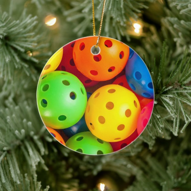 Pickleball farbenfroh keramik ornament (Baum)