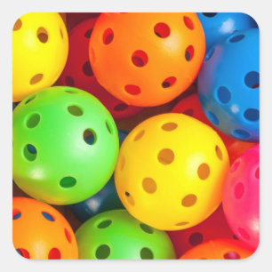 Pickleball farbenfroh quadratischer aufkleber