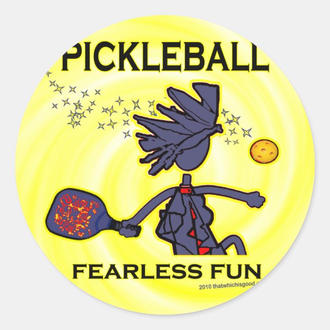 Pickleball Fearless Fun Runder Aufkleber (Vorderseite)