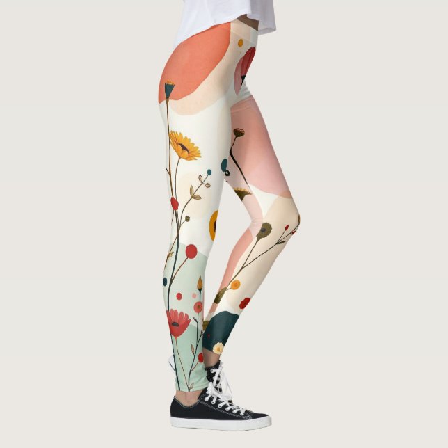 Pickleball Floral Paddle Whimsistische Wildblume Leggings (Rechts)
