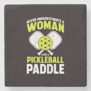 Pickleball-Frau Lustiges Pickleball-Spieler-Gesche Steinuntersetzer