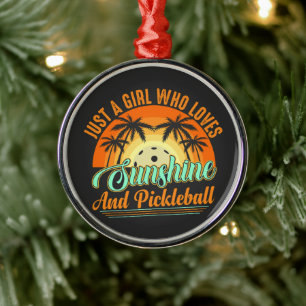Pickleball Frauen Sonnenschein Ornament Aus Metall