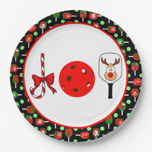 Pickleball Freude Weihnachten Party Red Green auf Pappteller
