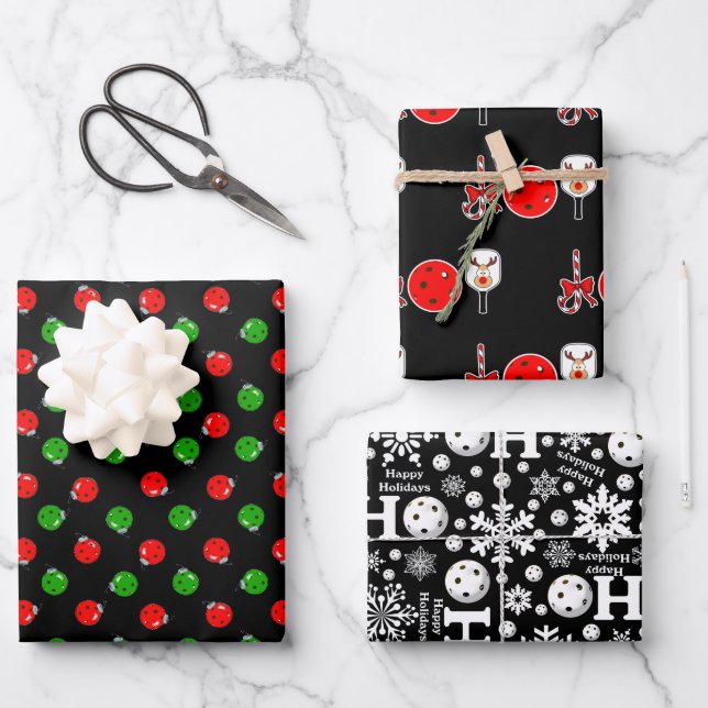 Pickleball Freude Weihnachtsgeschenke Red Green Bl Geschenkpapier Set (Vorderseite)