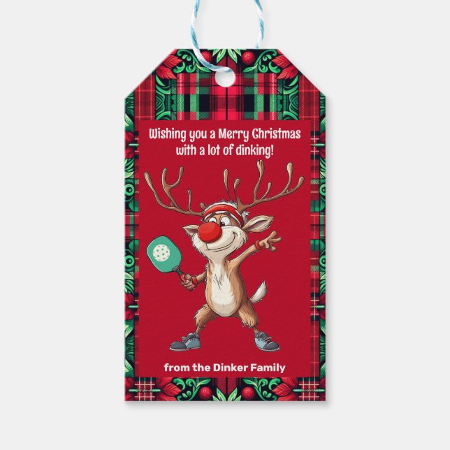 Pickleball 🎄 Frohe Weihnachten, Sondertext Geschenkanhänger (Vorderseite)