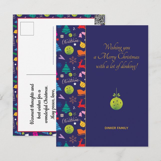 Pickleball 🎄 Frohe Weihnachten, Sondertext Postca Postkarte (Vorne/Hinten)