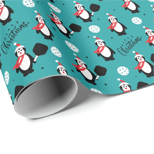 🐧 Pickleball Frohe Weihnachten 🎁 Wrapping Paper Geschenkpapier (Rolleneckpunkt)