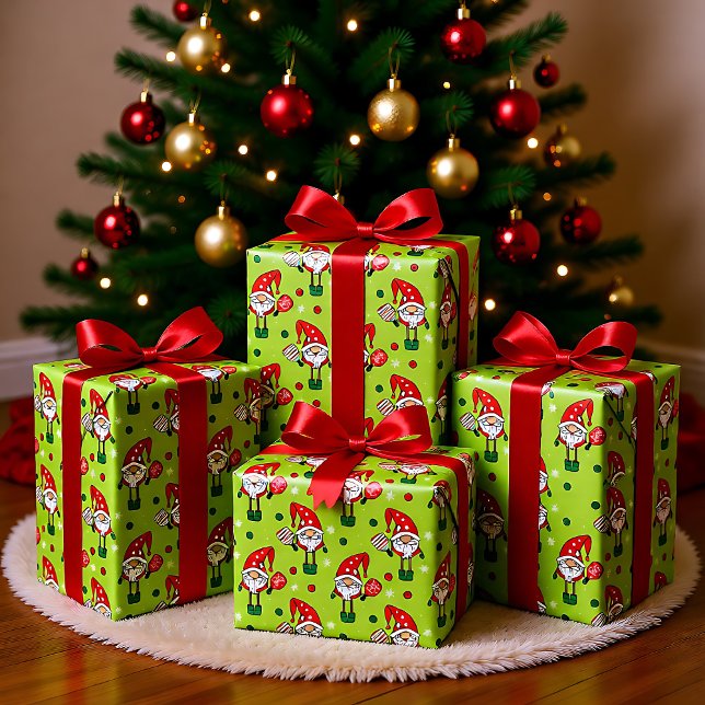 Pickleball Frohe Weihnachts-Grünbuch Geschenkpapier (Pickleball Merry Christmas Green Wrapping Paper)