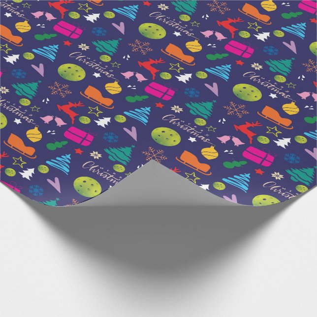  Pickleball 🎄 Frohe Weihnachts Wrapping Marine bl Geschenkpapier (Ecke)
