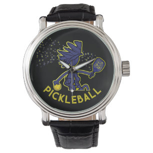 Pickleball Fun Blue auf Black Wrist Watch Armbanduhr