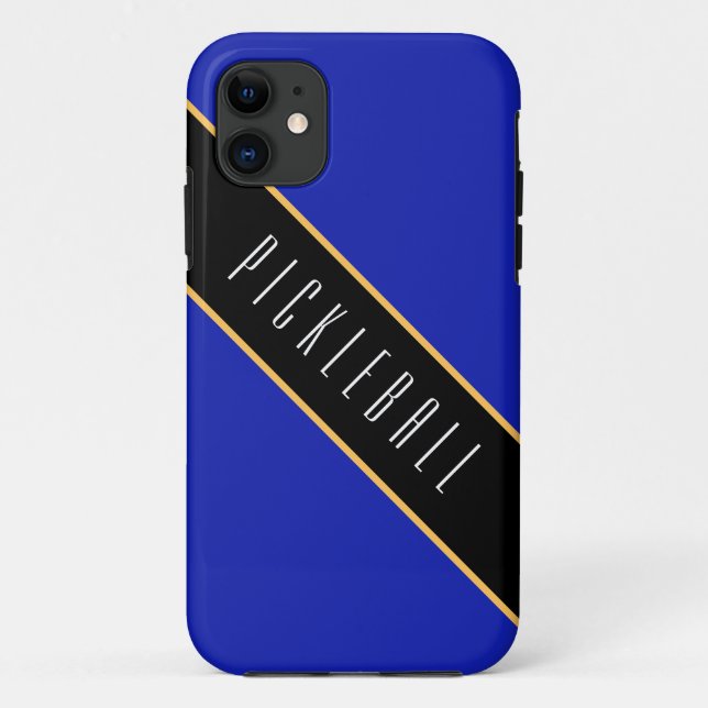 PICKLEBALL Fun Royal Blue Black Diagonal Streifen Case-Mate iPhone Hülle (Rückseite)
