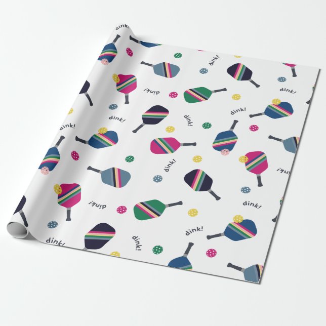 Pickleball Fun Strip Paddles Dink Wrapping Paper Geschenkpapier (Ungerollt)