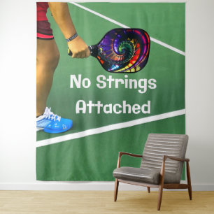 Pickleball Funny No Strings angefügt Wandteppich