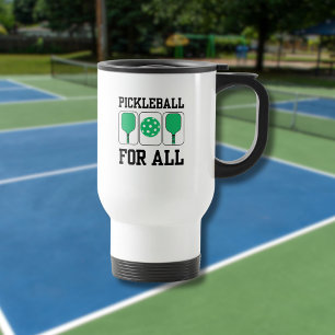 Pickleball für alle Paddles und Ball Grün Reisebecher