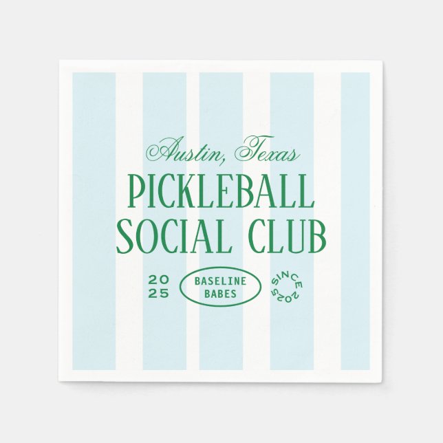 Pickleball Gastgeschenk Napkins in Grün und Weiß Serviette (Vorderseite)