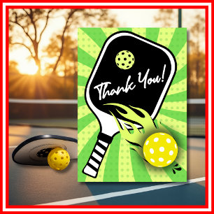 Pickleball Geburtstag RETRO Streifen Grün Sport Dankeskarte