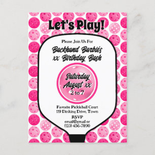 Pickleball Geburtstagsparty Pink White Foto Postkarte