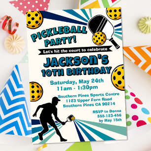 Pickleball Geburtstagsparty Retro Vintage Spieler Einladung