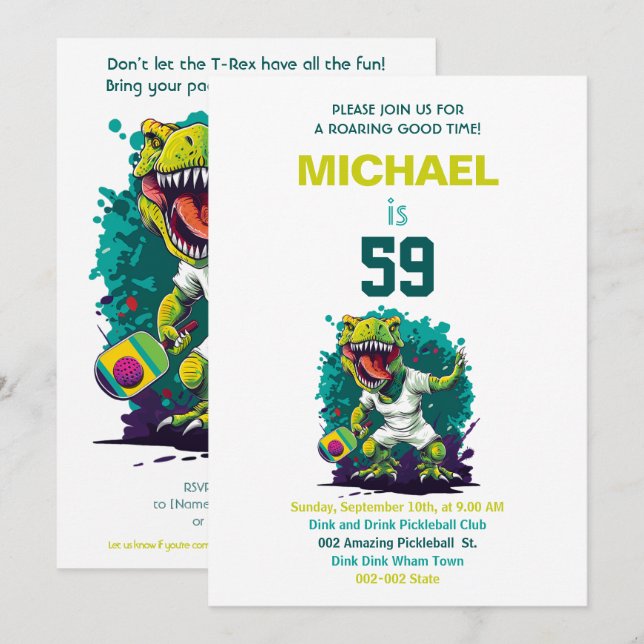 Pickleball Geburtstagsparty + UAWG Einladung (Vorne/Hinten)