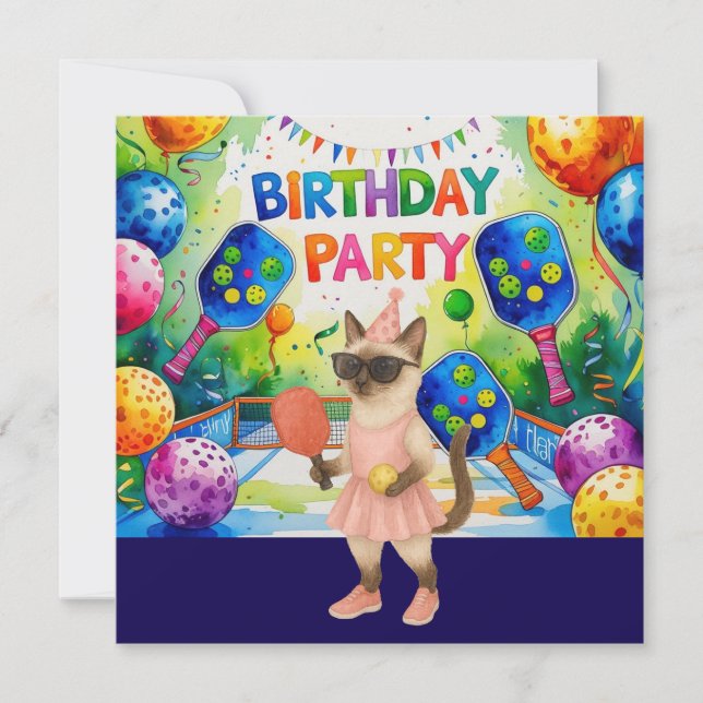 Pickleball-Geburtstagsthema Einladung (Vorderseite)