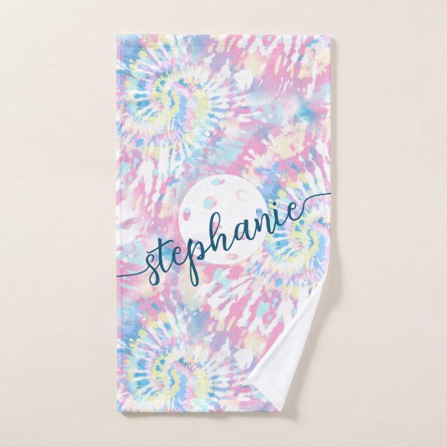 Pickleball Gefärbte Krawatte Script Personalisiert Handtuch (Handtuch)