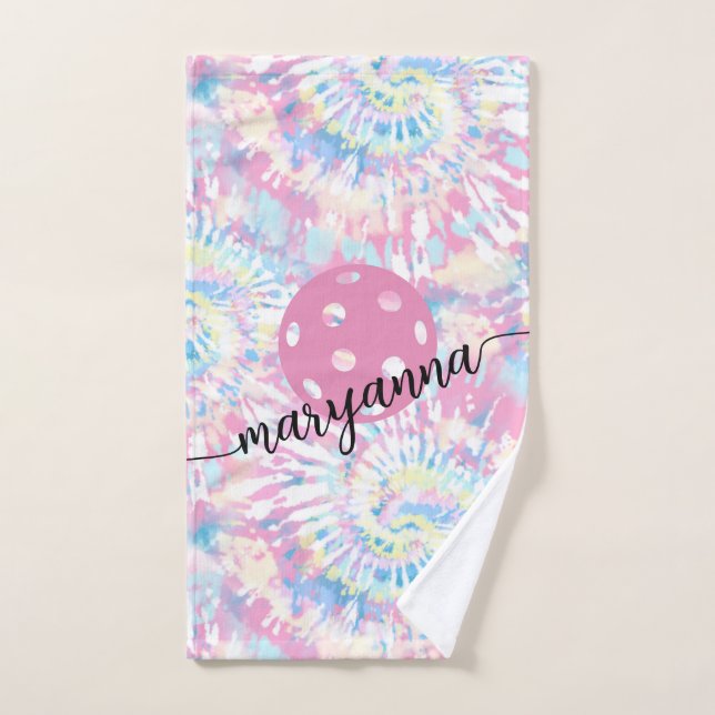 Pickleball-Gefärbte Krawatte Script Personalisiert Handtuch (Handtuch)