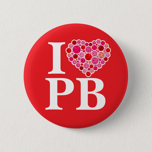 Pickleball gefüllt Herz rosa und rot I Herz PB Button (Vorderseite)