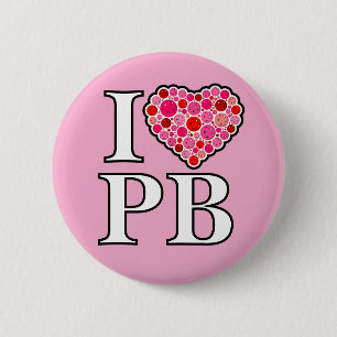 Pickleball gefüllt HerzRot und Rosa I Herz PB Button