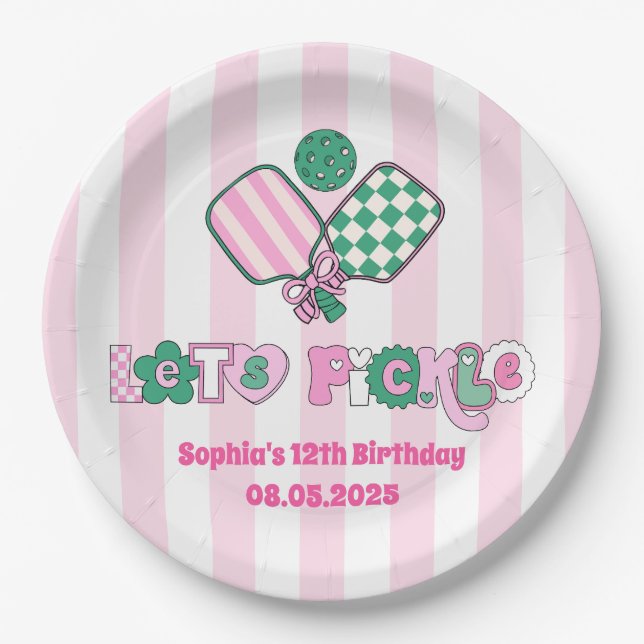 Pickleball Girls Geburtstag Pappteller (Vorderseite)