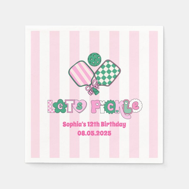 Pickleball Girls Geburtstag Serviette (Vorderseite)