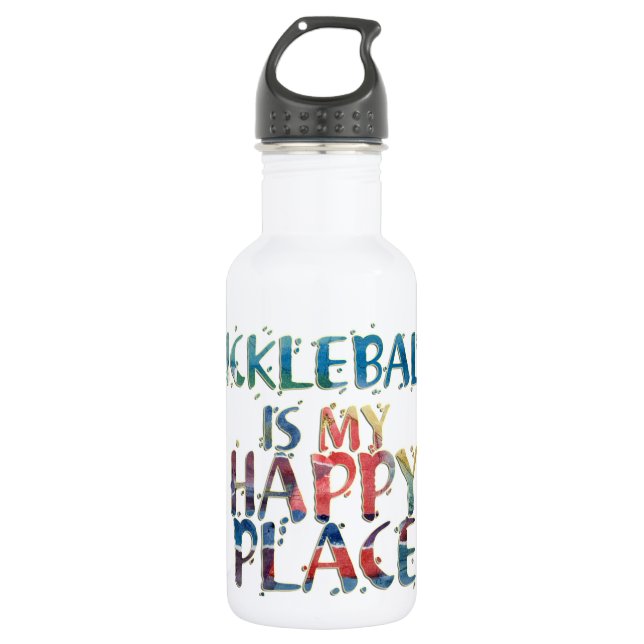 Pickleball glückliche Platz-Wasser-Flasche Edelstahlflasche (Vorderseite)